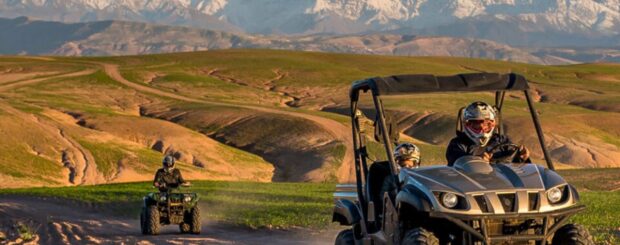 Group enjoying Agafay Buggy tour in Morocco