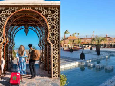 Relaxing by the pool at a luxury desert camp