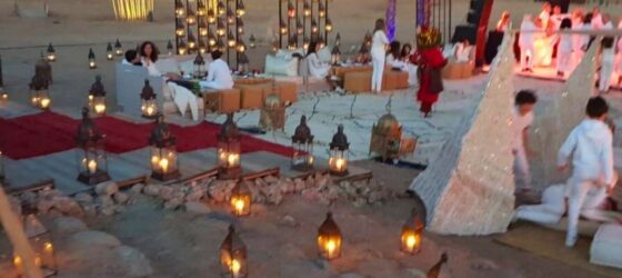 Traditional Moroccan dinner in the Agafay Desert camp