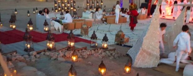 Traditional Moroccan dinner in the Agafay Desert camp