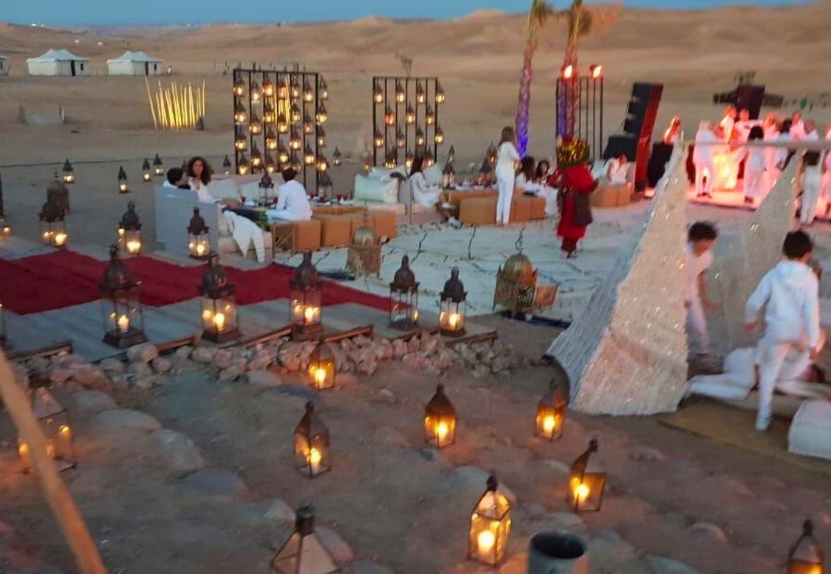 Traditional Moroccan dinner in the Agafay Desert camp