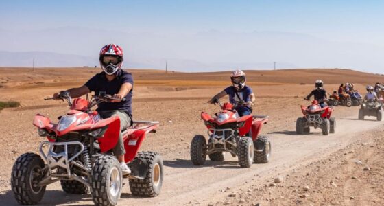 Group of travelers riding quad bikes in Agafay Desert