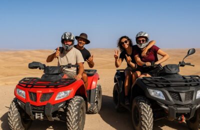 Camel caravan tour in Agafay Desert near Marrakech during golden hour