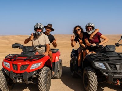 Camel caravan tour in Agafay Desert near Marrakech during golden hour
