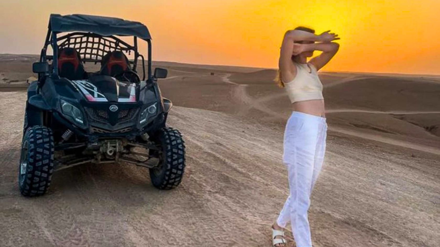 Buggy parked in the Agafay Desert ready for rental and off-road adventure near Marrakech, Morocco.